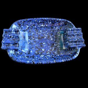 Vintage Midcentury MCM Irwin-Willert No 100  Blue & White Confetti Ashtray 7.5"